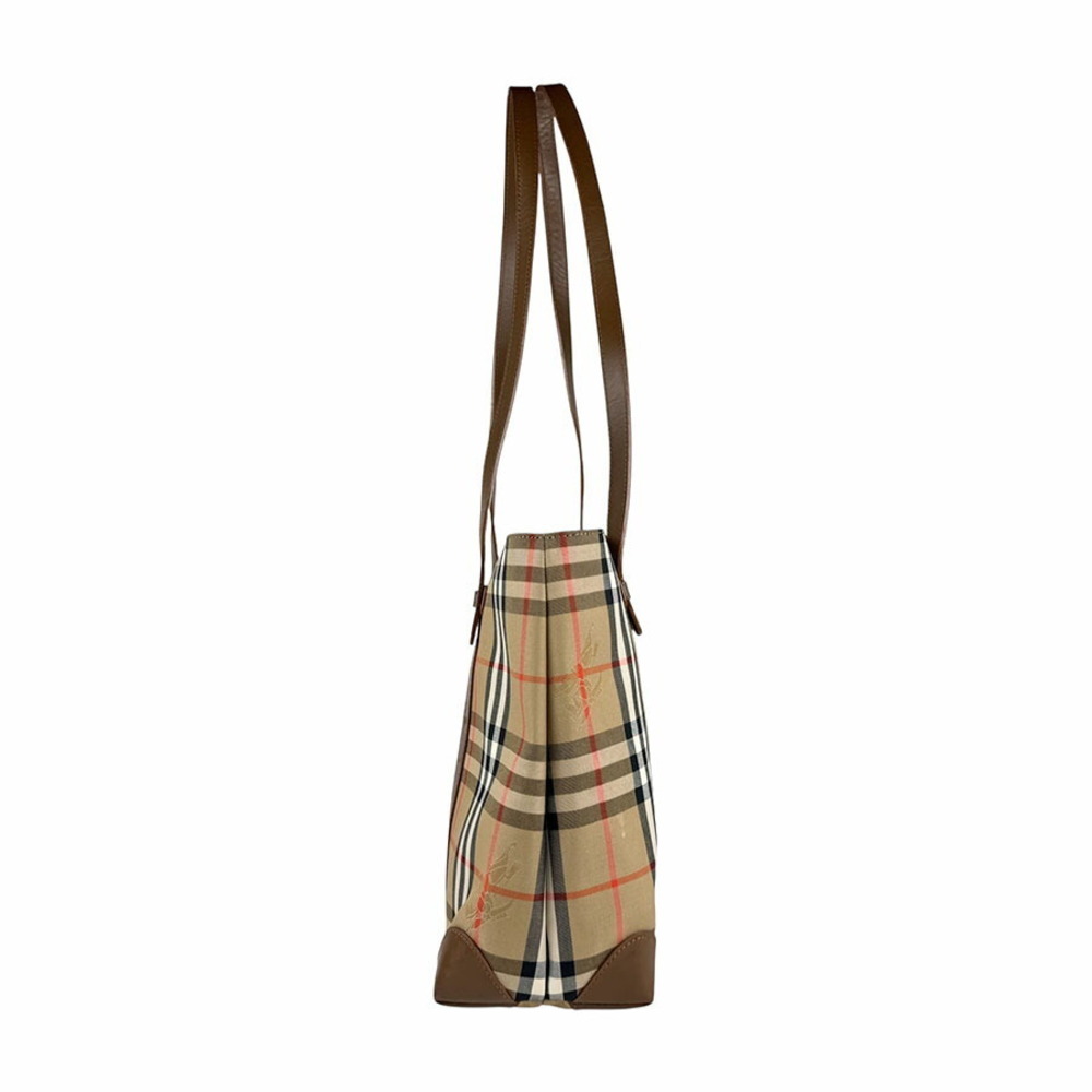 Burberry Tote Bag Beige Tan Canvas Leather - Picture 2 of 4